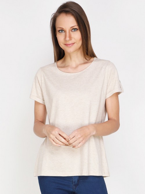 Women Loop Button Top In Beige